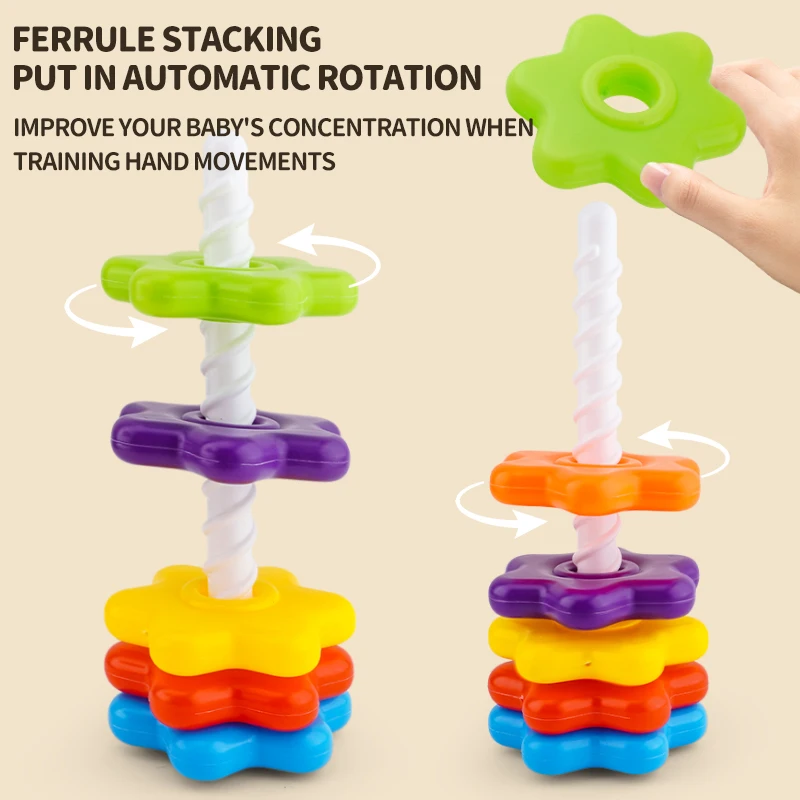 تدريب على حركة إصبع الأطفال، متعة دوارة، ألغاز للأطفال، حلقة برج قوس قزح، برج دوار