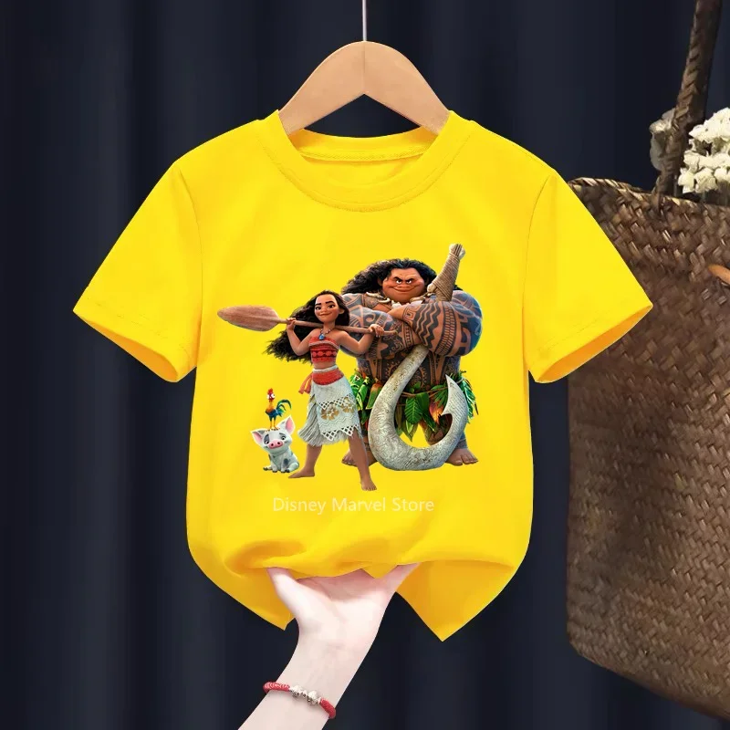 2024 Moana New Girls T-Shirts Summer Kids Cartoon T Shirts Short Sleeve Fashion Tees Tops Children Fashion Casual TShirts 1-14 Y 2