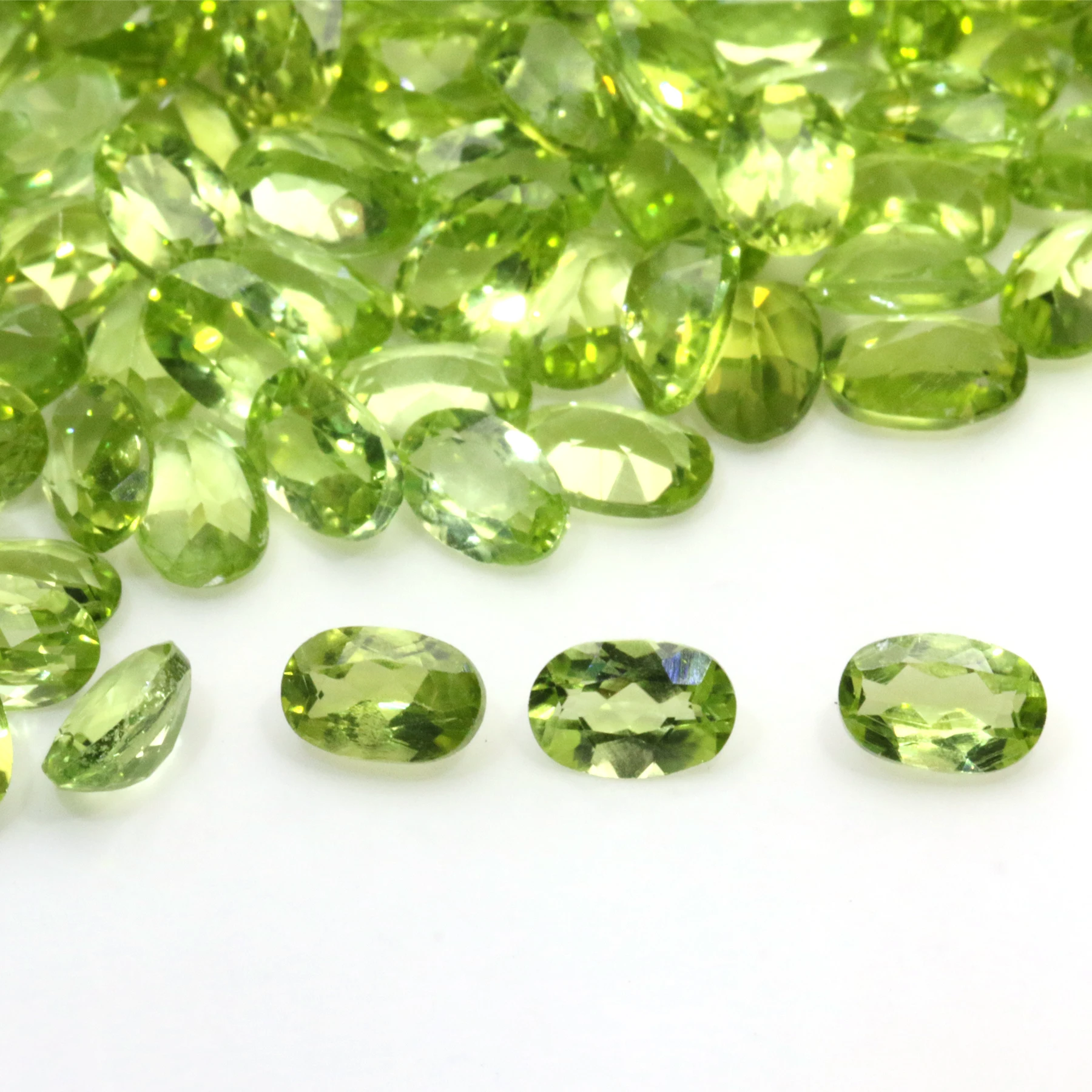 

Peridot Oval Shape Faceted Cut Loose Gemstones Green Stone Jewelry Making Natural Peridot Stone