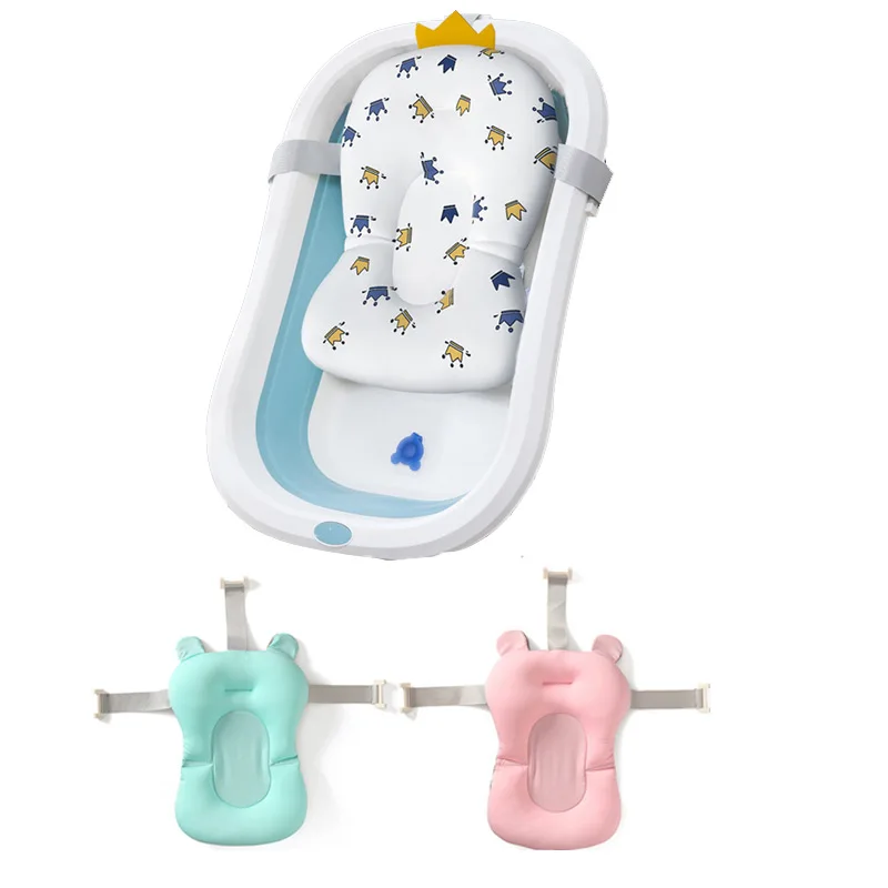 Portable Baby Bathtub Pad Ajustable Bath Tub Shower Cushion Newborn Support Seat Mat Foldable Baby Bath Seat Floating Water Pad baby bath seat baby bath support pad baby bath tool baby bath tub