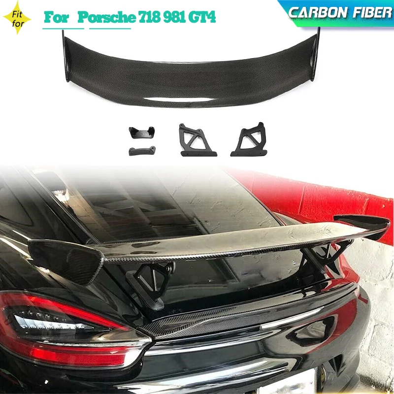 

Carbon Fiber Car Rear Trunk Spoiler Wing for Porsche Boxster Cayman 718 981 GT4 Rear Trunk Big Spoiler Lip Wing ABS Black