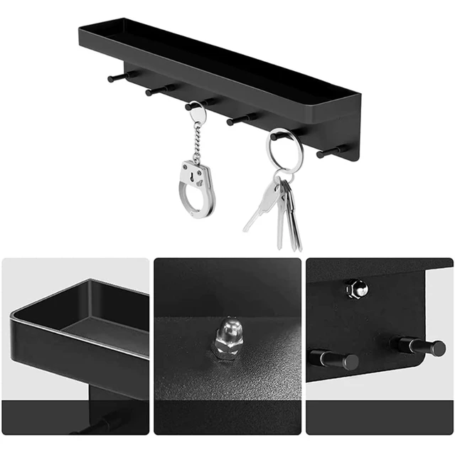 Falra Szerelt Fém A Kulcstartóhoz, Polckal 6 Hooks Tároló Állvány Tálca Ruhák Fogas Szervezője Otthoni Irodai Konyha Bejáratához - Image 5