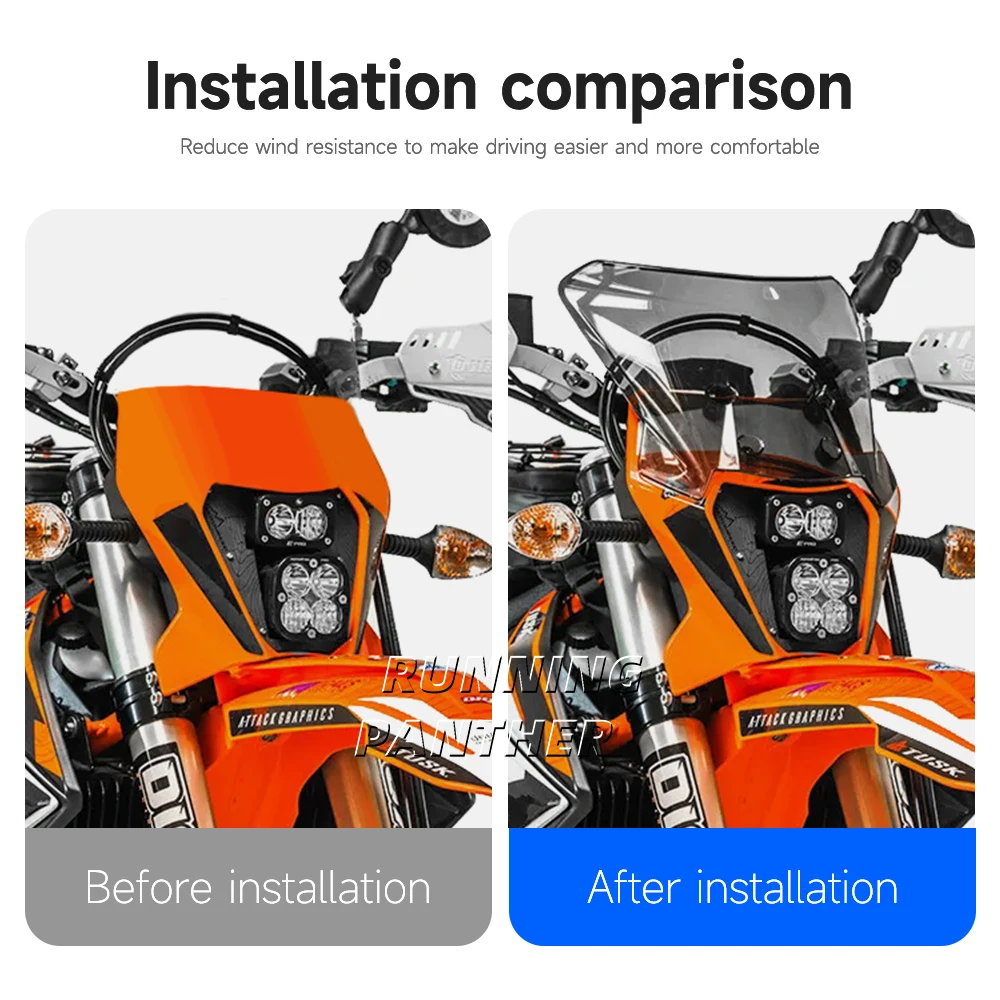 Für alle 690 SMC R ENDURO / EXC XC XCW 125-500 / Motorrad Windschutzscheibe Windschutzscheibe Windabweiser – Detail 2