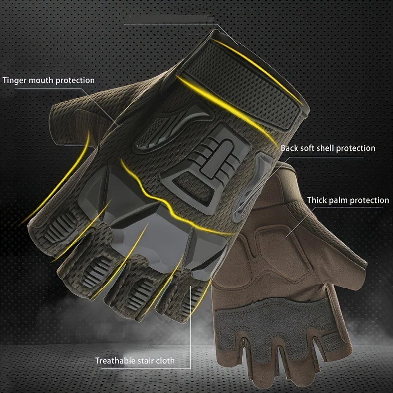 Hunting Tactical Gloves finger gloves sports gloves tactical gloves Half Finger Gloves Breathable non-slip Sports Cycling Hiking fishing Outdoor Equipment Men