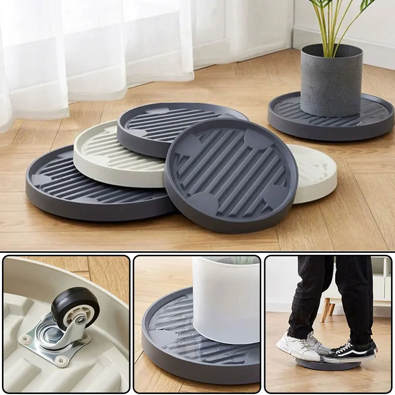 Flower Pot Tray With Wheels Removable Round Movable Planter Dolly Trolley Pallet Outdoor Indoor Tree Flower Plants Planter Stand plant stand plant pot rack flowerpot holder plant stand shelf