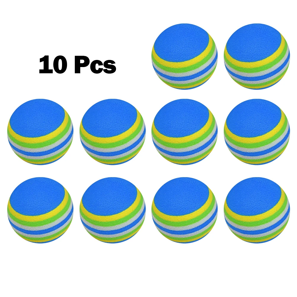 Sponge Balls Golf Balls Soft 10pcs EVA Flexible Foam Balls Golf Swing Training Rainbow Red/Blue/Yellow 42mm For Approach Shot