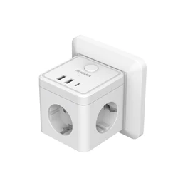 Compact EU Plug Power Strip Cube with 3 AC Outlets, Ideal for Home, Office, or Travel (3AC EU Plug  2U 1C)