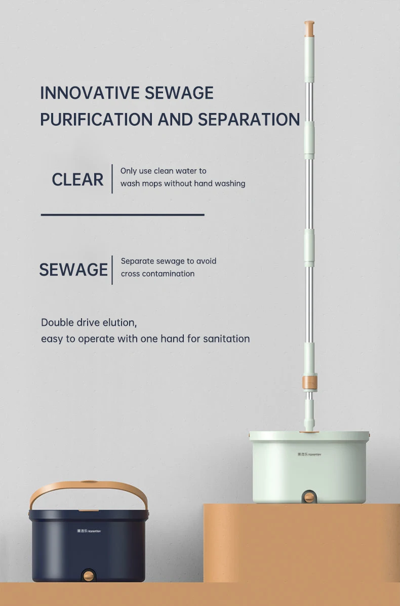 Mop Floor Clean Mop Household Hand-Free Rotary Mop Cleaning Hand Pressure Water-Absorbing Wet And Dry Dual-Use Flat Top Mop Set