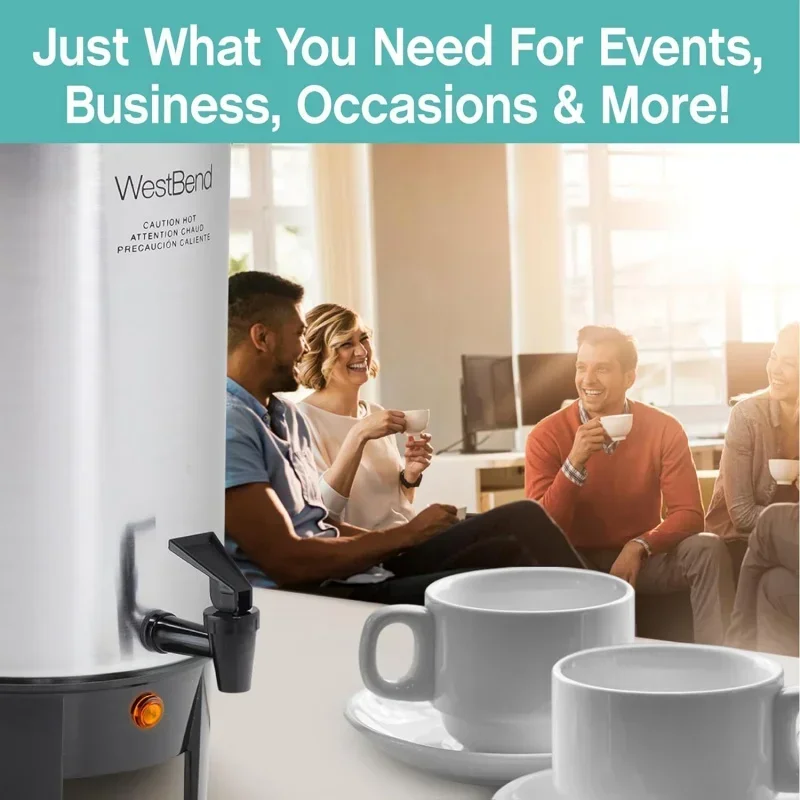QWWest Bend 58030 Commercial Coffee Urn and Beverage Dispenser with Automatic Temperature Control,30 Cup,Polished Aluminum,Silve 2