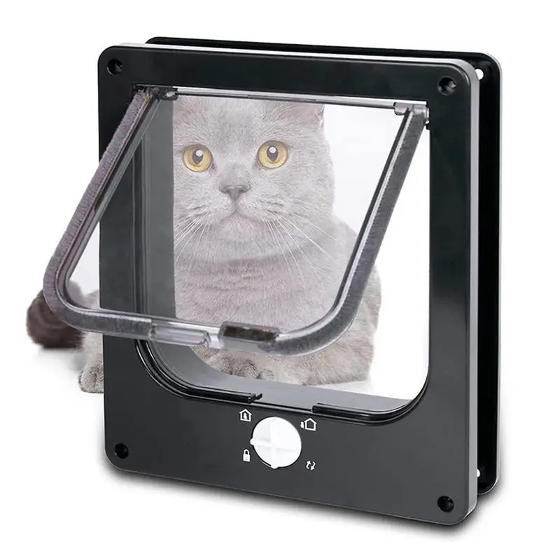Cat Flap Door Pet Door Easy Set-Up 4 Ways Locking Weatherproof Convenient Safe Cat Doors Pet Supplies For Window Cabinets Walls