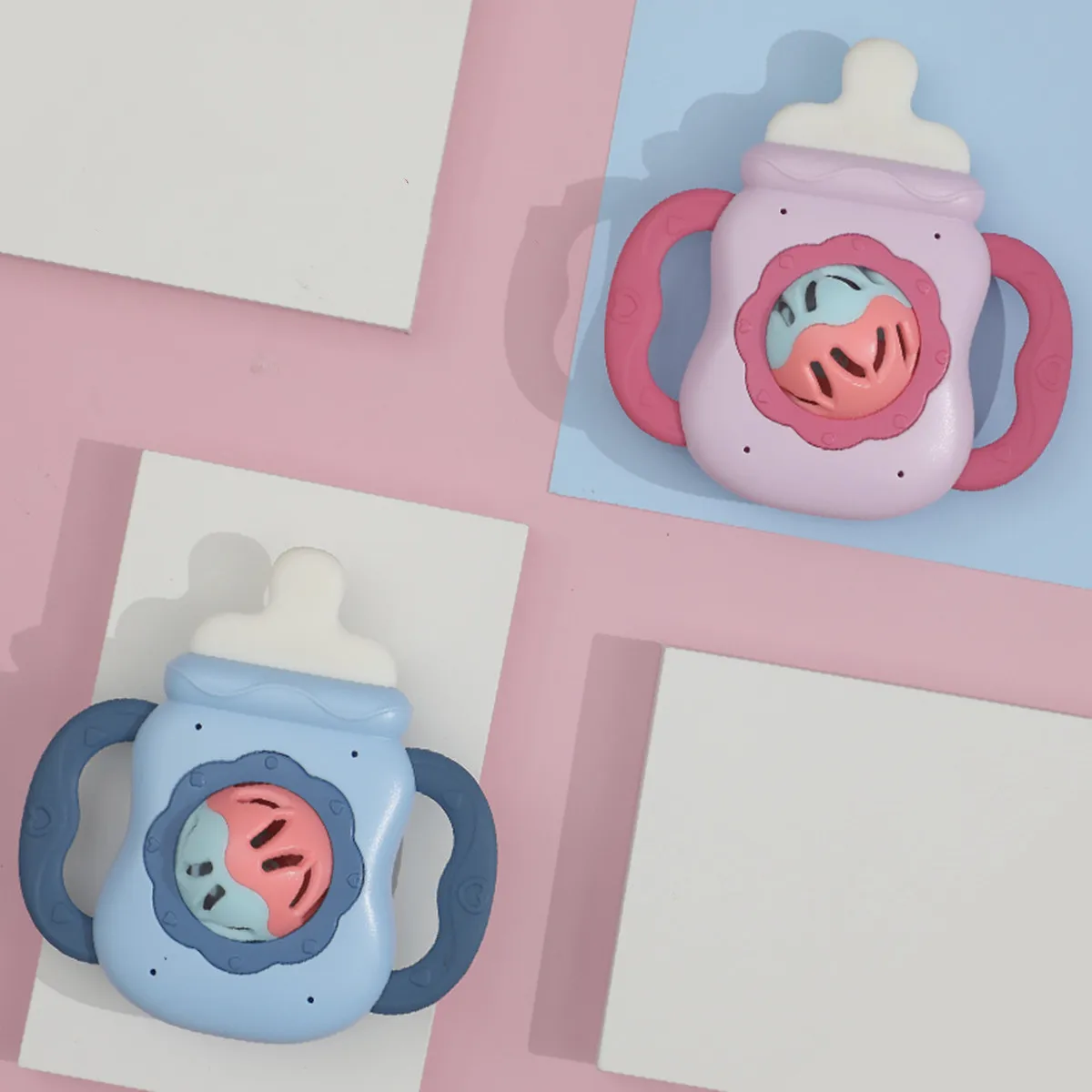 Baby Rattle Toy Milk Nursing Bottle Shaped Hand Bell Can Be Grabbed And Bitten Teether Newborn Can Bite Teether Newborn Gift 2