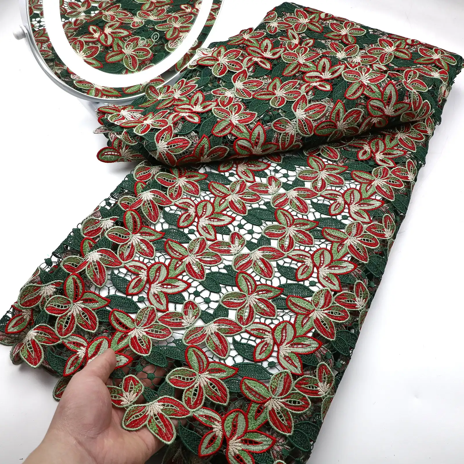 

Приятное для кожи 5 ярдов высококачественное кружево из гипюра очень мягкая африканская ткань из шнура аккуратная вышивка нигерийская Гана Дубай праздничная одежда