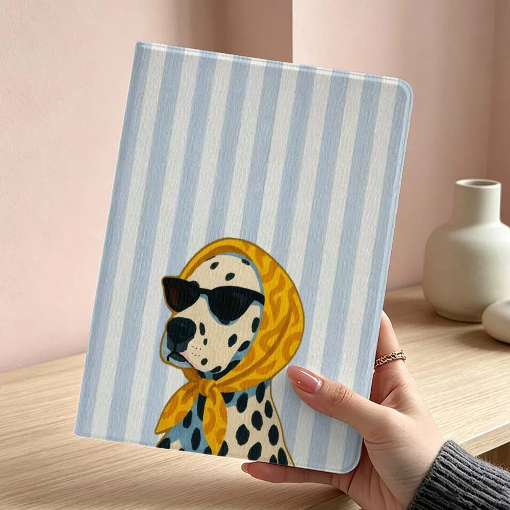 Minimalist Striped Dog Pattern Soft Tablet Case
