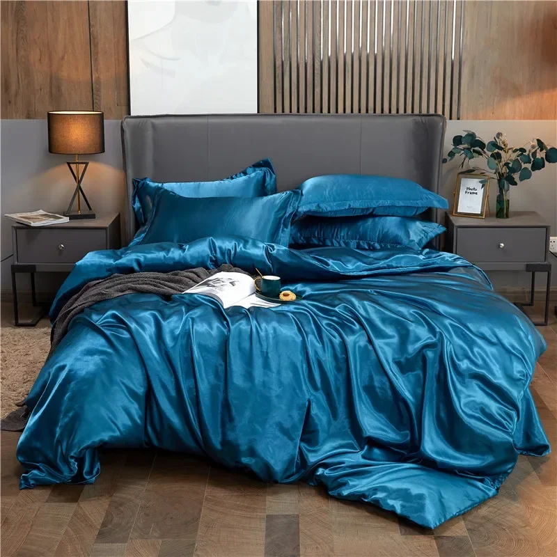 Premium Rayon Satin Duvet Cover – Luxurious Smooth Solid Quilt Cover