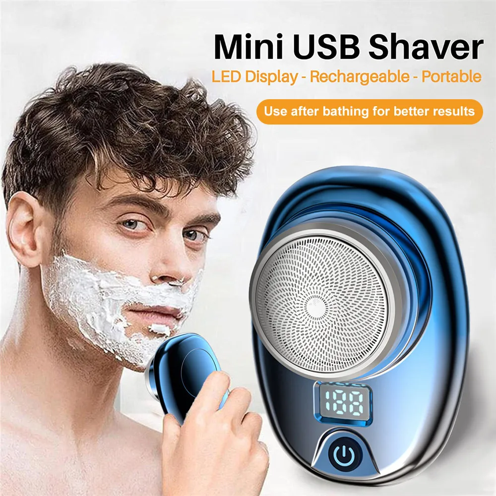 Electric Shaver Beard Trimmer Mini Electric Travel Shaver For Men Pocket Size Washable Rechargeable Portable Painless Cordless Trimmer Knive Face Beard Razor