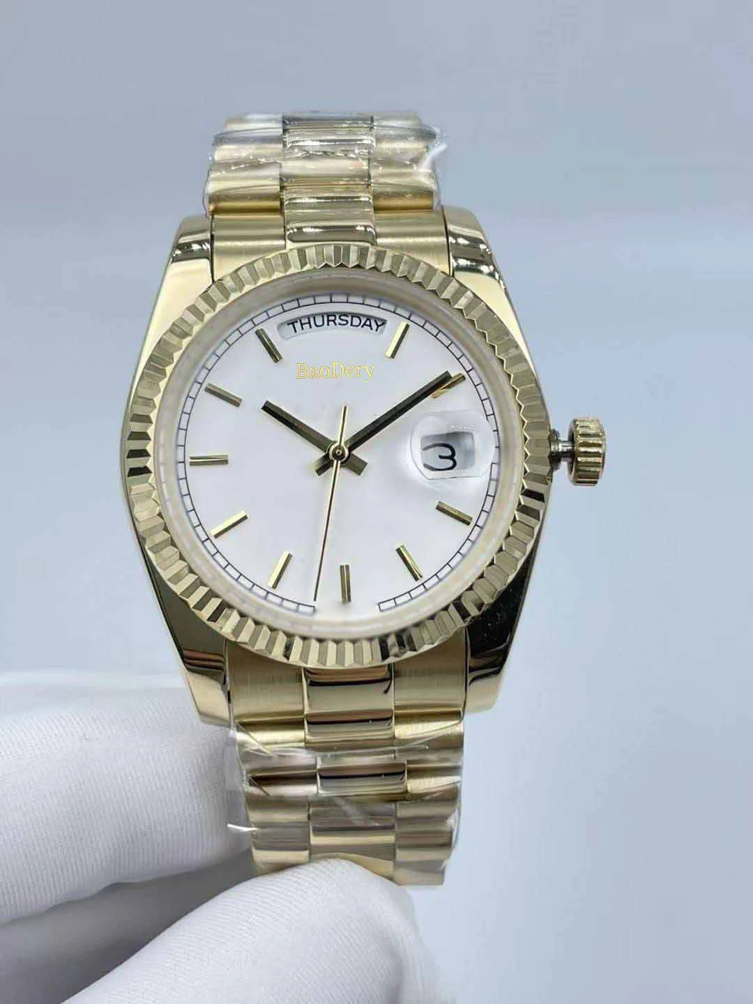 Women's 36mm Nail Face Waterproof Watch with Calendar Window - Noble, Elegant Style