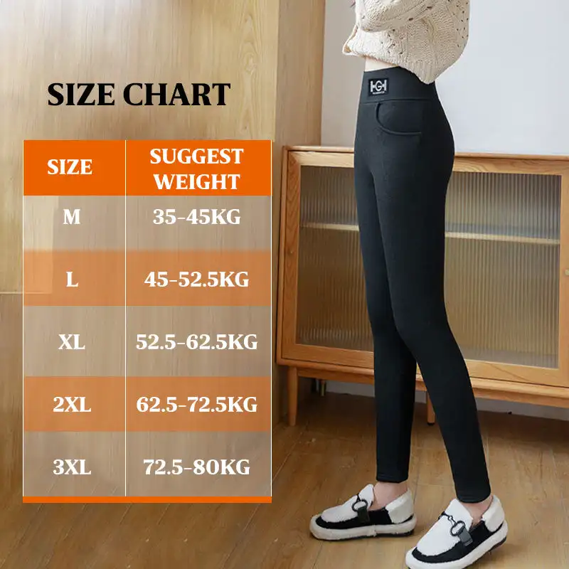 Women Thermal Cashmere Slim Pants Winter Warm Leggings High Waist