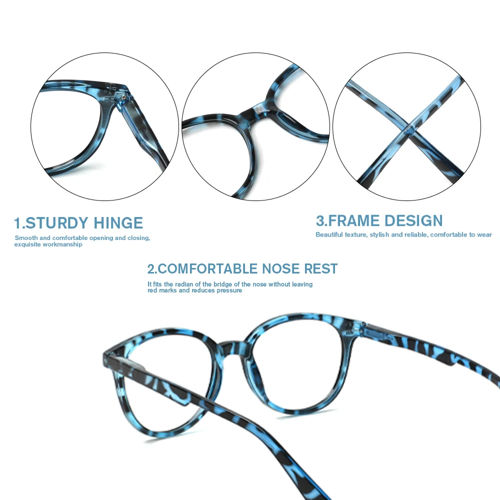 Turezing Reading Glasses Spring Hinge  HD Blue Light Lenses Fashion Prescription Glasses Women +0+1.0+2.0+3.0+4.0 4