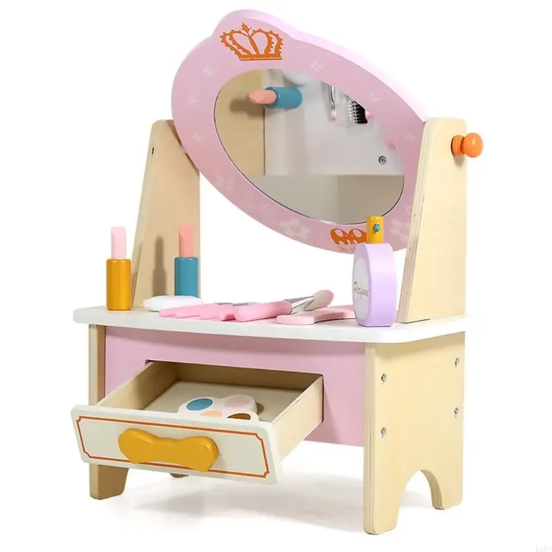 Girls Toy Princess Makeup Vanity for Kids Toddler Table Dress-up Toy for 3 4 5 6 Years Old Girls Kids Role Playset E65D