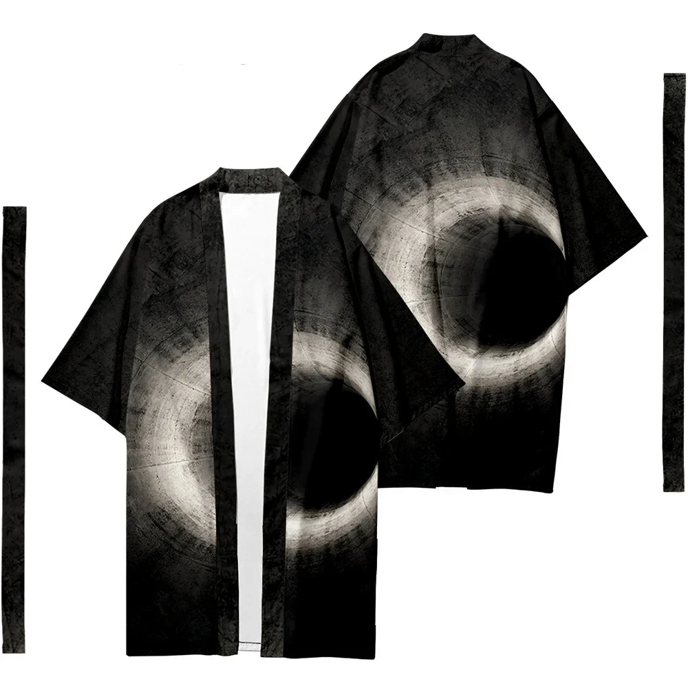 Cardigan Kimono Lungo Etnico Tradizionale Giapponese Da Uomo Kimono Da Donna Modello Illusione Ottica Camicia Kimono Moda Giacca Yukata