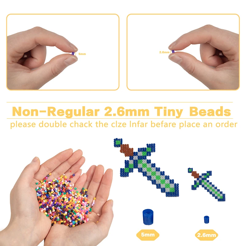 28 Colors 2.6mm/5mm Set Iron Beads Melting Beads Pixel Art Puzzle DIY 3D Puzzles Toy Handmade Decoration Fuse Beads Kits 6