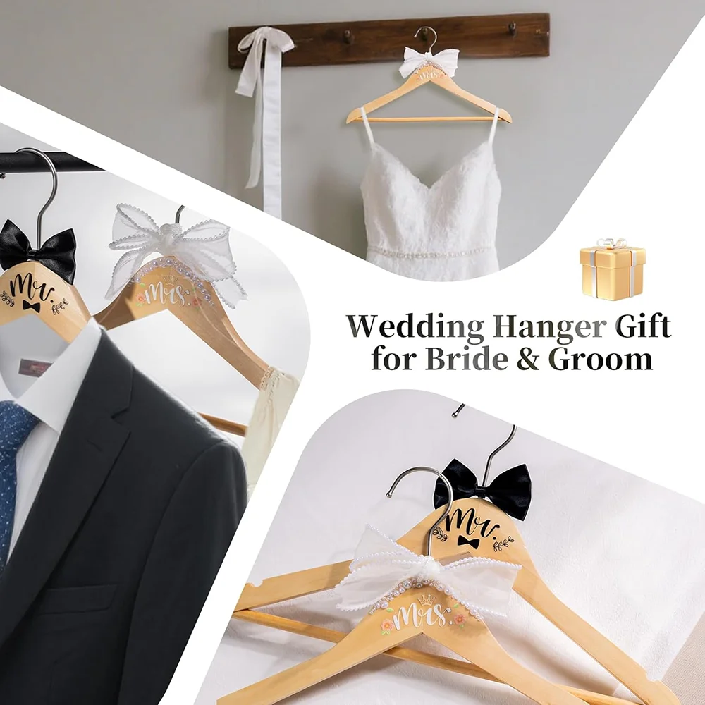 Elegant Wooden Pearl Hangers For Bride Bridesmaid 10 Pcs Pearl Wedding  Hangers - Wooden Bridal Dress Hangers With Bow For Bride & Bridesmaid Photo  Keepsakes Pearl Bridal Hangers