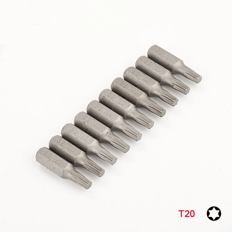 10pcs S2 합금강 25mm 긴 Torx 스크루 드라이버 비트 세트 1/4 육각 섕크 T8 T10 T15 T20 T27 T30 T35 T40 스크류 드라이버 비트