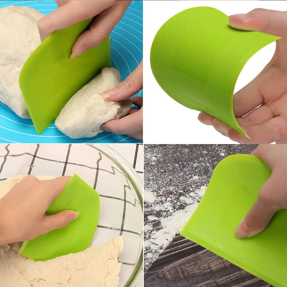 Set of 2 Flexible Food-Grade Plastic Dough Scrapers