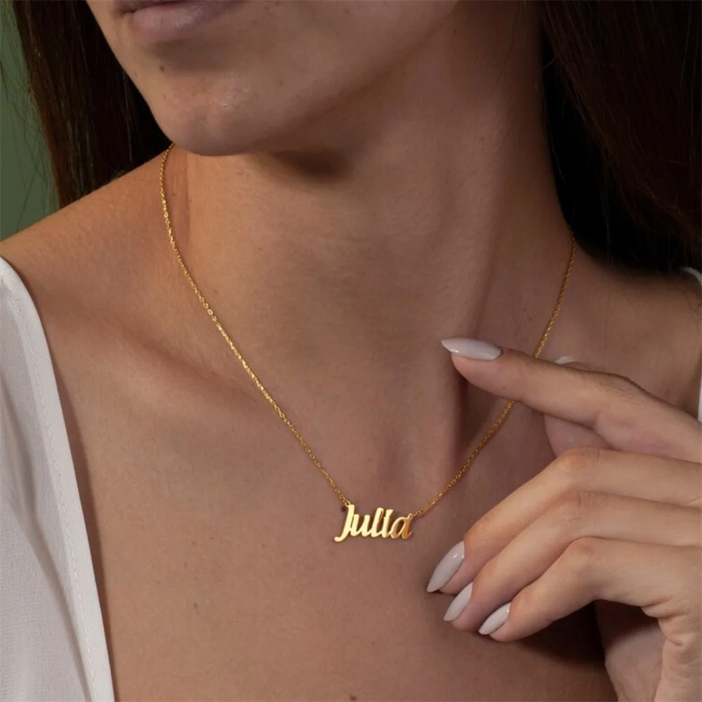 

Custom Name Necklace for Women Personalize Nameplate Pendant Choker Gold Color Chain Stainless Steel Necklace Birthday Gifts