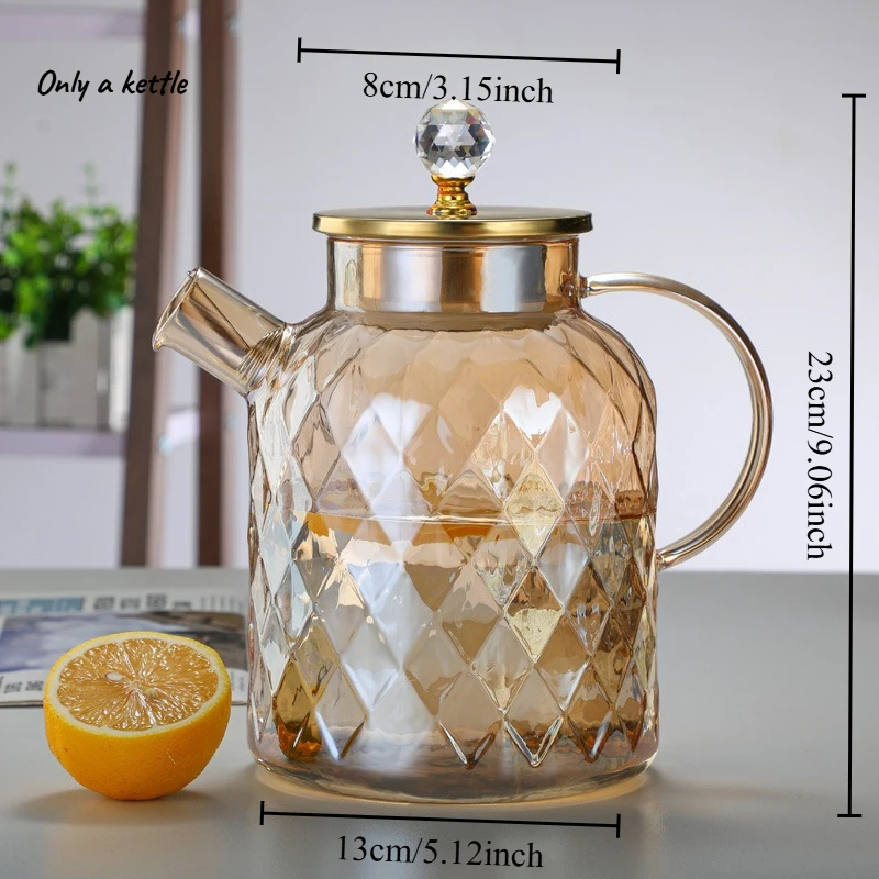 Elegant Amber High Borosilicate Glass Water Bottle and Teapot - Large Capacity