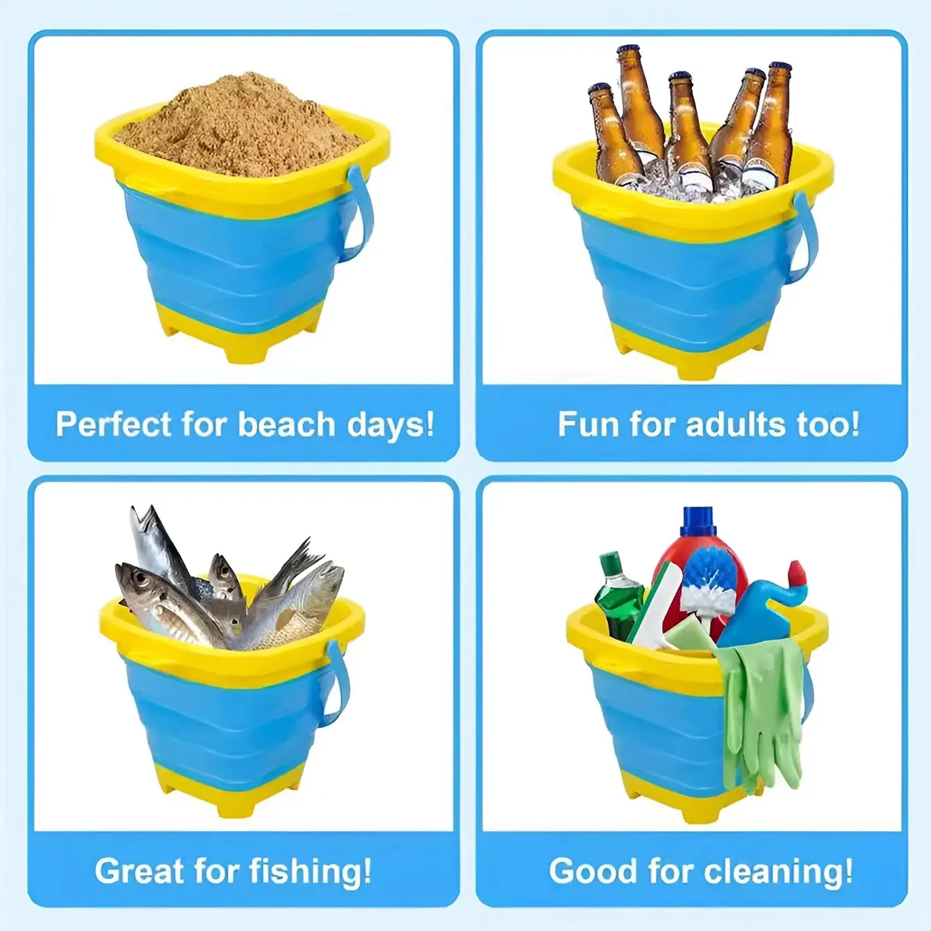 Children's Collapsible Bucket Dredging Sand Multi-functional Portable Beach Water Toy 4