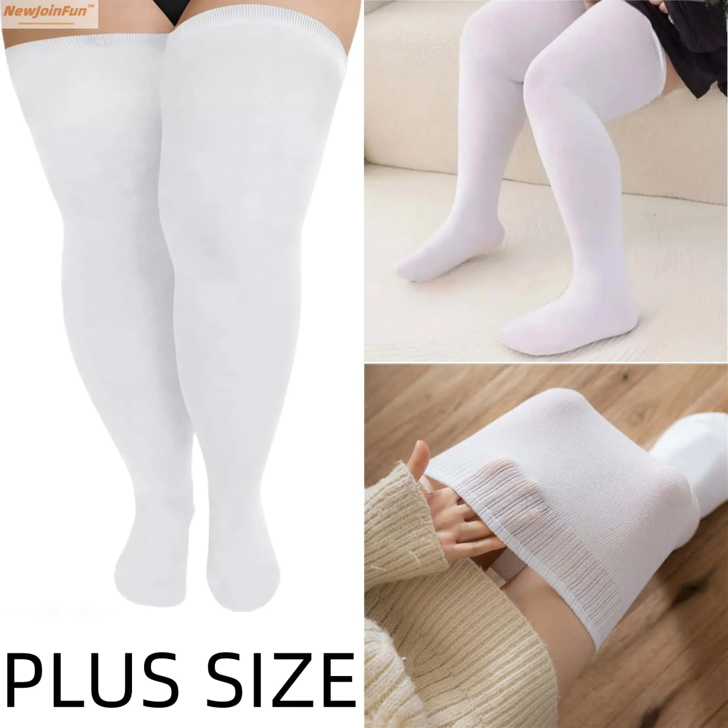 Women's Black and White Striped Thigh-High Knit Leg Warmers