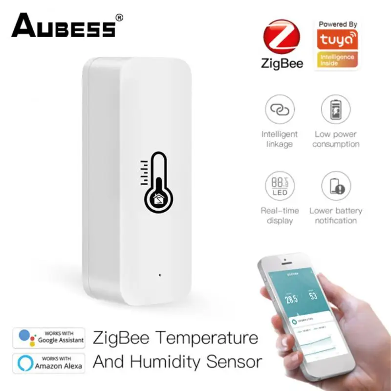Aubess Zigbee Tuya Smart Temperature Humidity Sensor for Smart Home