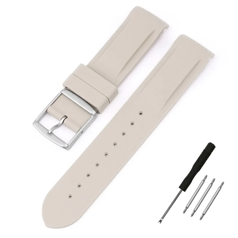 20mm Curved End Waterproof Rubber Sports Watch Strap