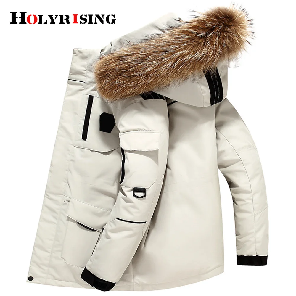 holyrising пуховик мужской зимний men down jackets windproof winter jacket warm pockets fluffy collar 3xl 19340