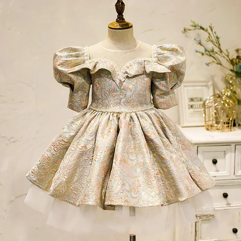 

Baby Spanish Lolita Princess Ball Gown Beading Design Birthday Party Christening Dresses For Girls Easter Eid A1353