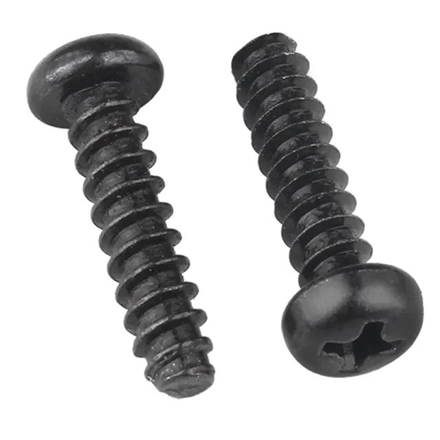 100 ชิ้น M1 M1.2 M1.4 M1.7 M2 M2.3 M2.6 M3 M3.5 M4 M5 Cross Recessed Pan Head สกรูเหล็กคาร์บอนสีดํา Phillips 3