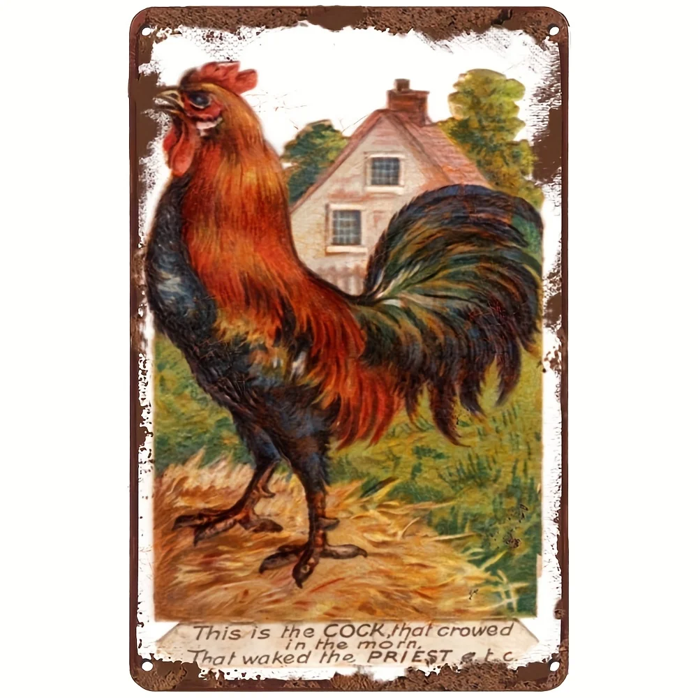 

Vintage Tin Sign Cock Of The Walk Metal Sign Retro Wall Decor For Home Cafes Office Store Pubs Club Sign Gift Plaque Tin Sign