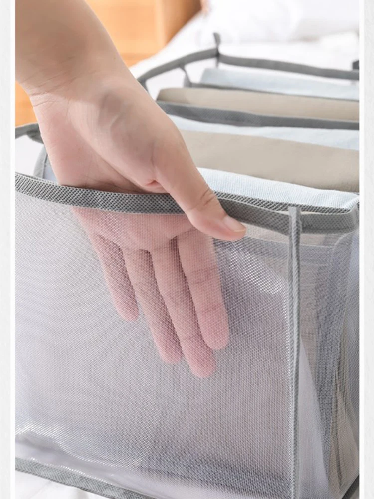 Description Picture 3 of item1 Pc 7 Compartment Underwear Pants Storage Compartment Organizer Jeans Drawer Clothes Divider Wardrobe Organizing Storage Boxes