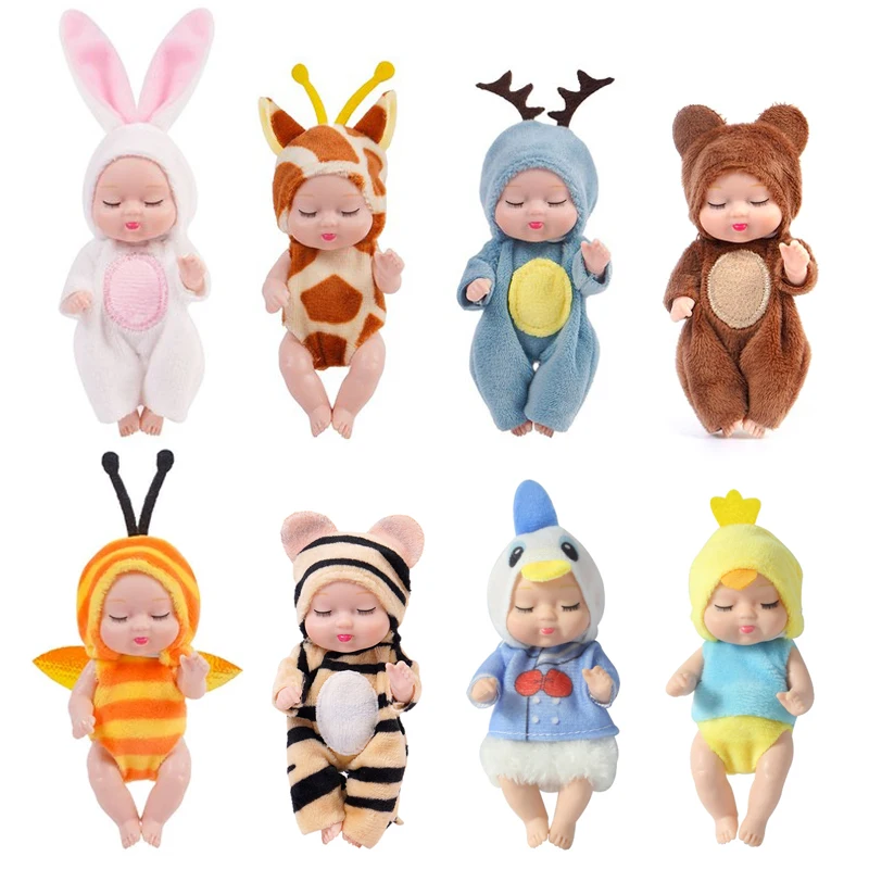 

3.5“ Mini Realistic Sleeping Dolls Simulation Baby Reborn 5 Joints Bjd Animal Clothes Princess Children Toys for Girls Kids Gift