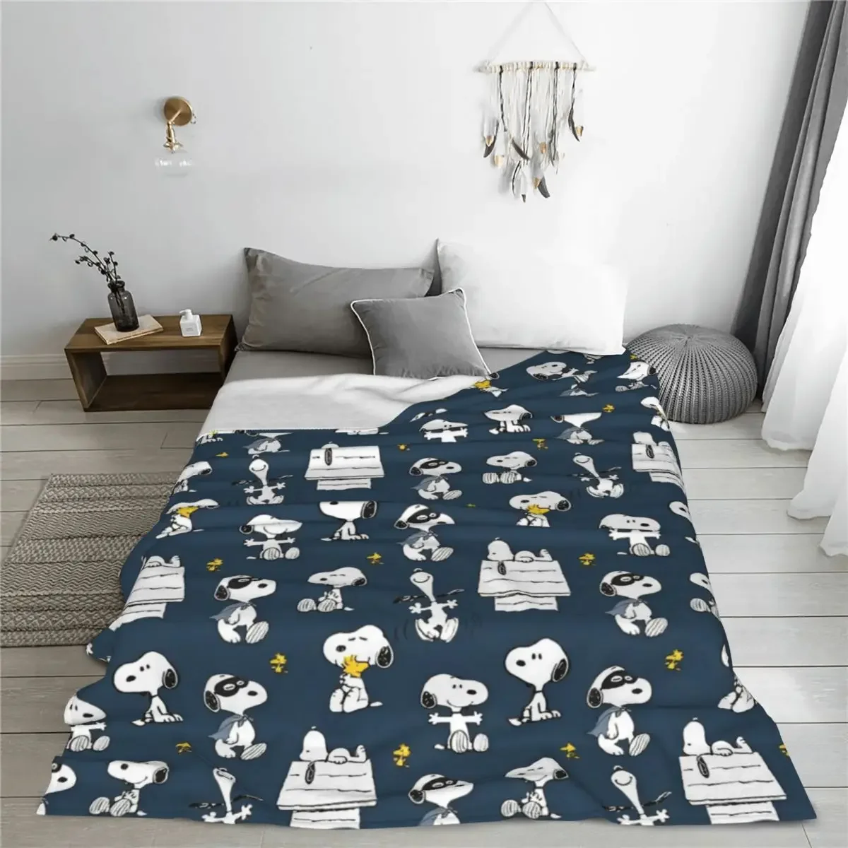 Peanuts Snoopy Woodstock Blanket Cartoon Cute Plush Novelty Soft Throw Blanket for Bed Sofa Decoration Car 2