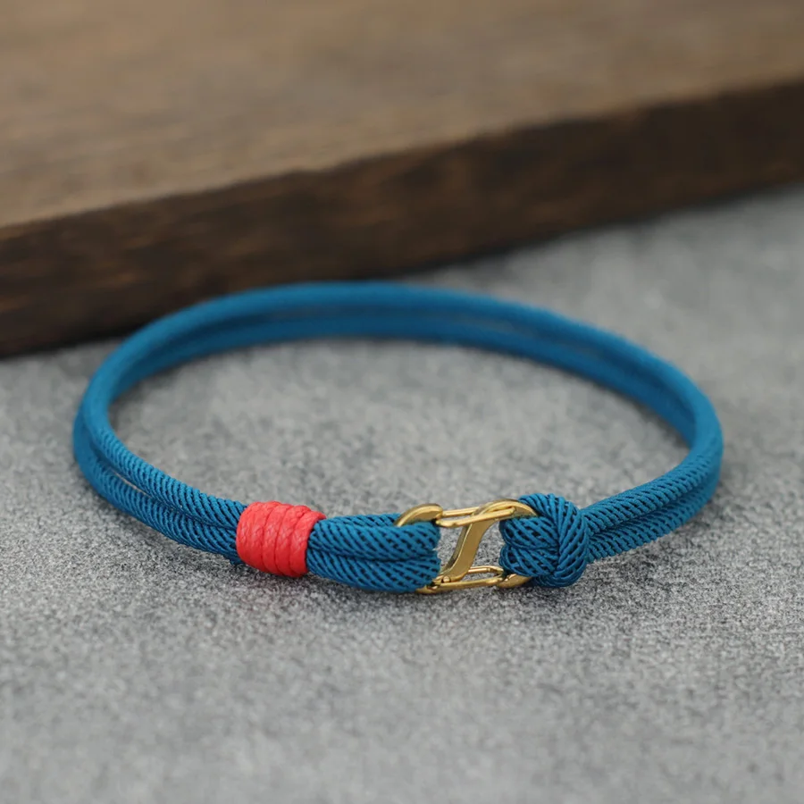 Stainless Steel Thin Rope Bracelet For Men With S Buckle