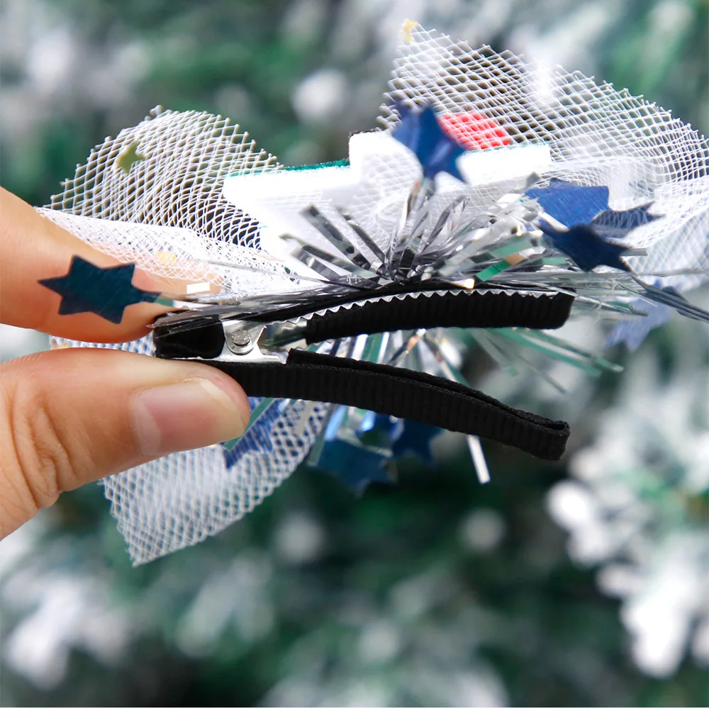 Christmas Themed Mesh Hairpin Snowman Christmas Tree Santa Claus Elk Hair Clip Party Children's Gift Hair Accessories