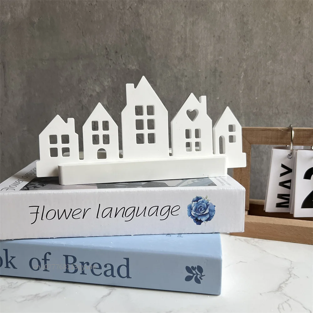 양초 거치대 베이스 석고 몰드, DIY 홈 시멘트 붓기 실리콘 몰드, 점토 에폭시 송진 장식품, 5 집 장식