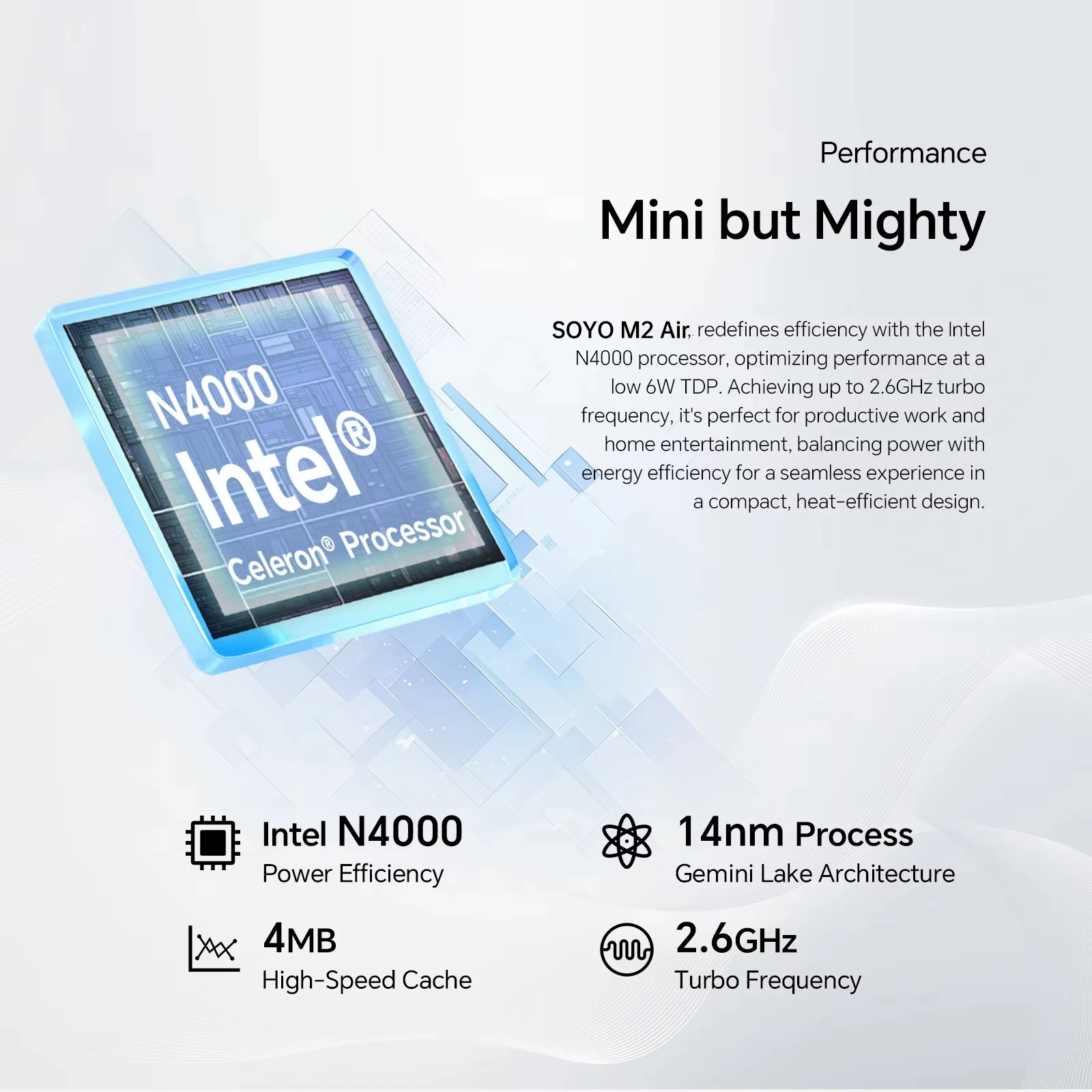 SOYO M2 Air  Mini PC: Powerful 6GB RAM, 128GB EMMC, Intel N4000, Windows 11 Pro - Compact & Ideal for Home, Business & Gaming 3