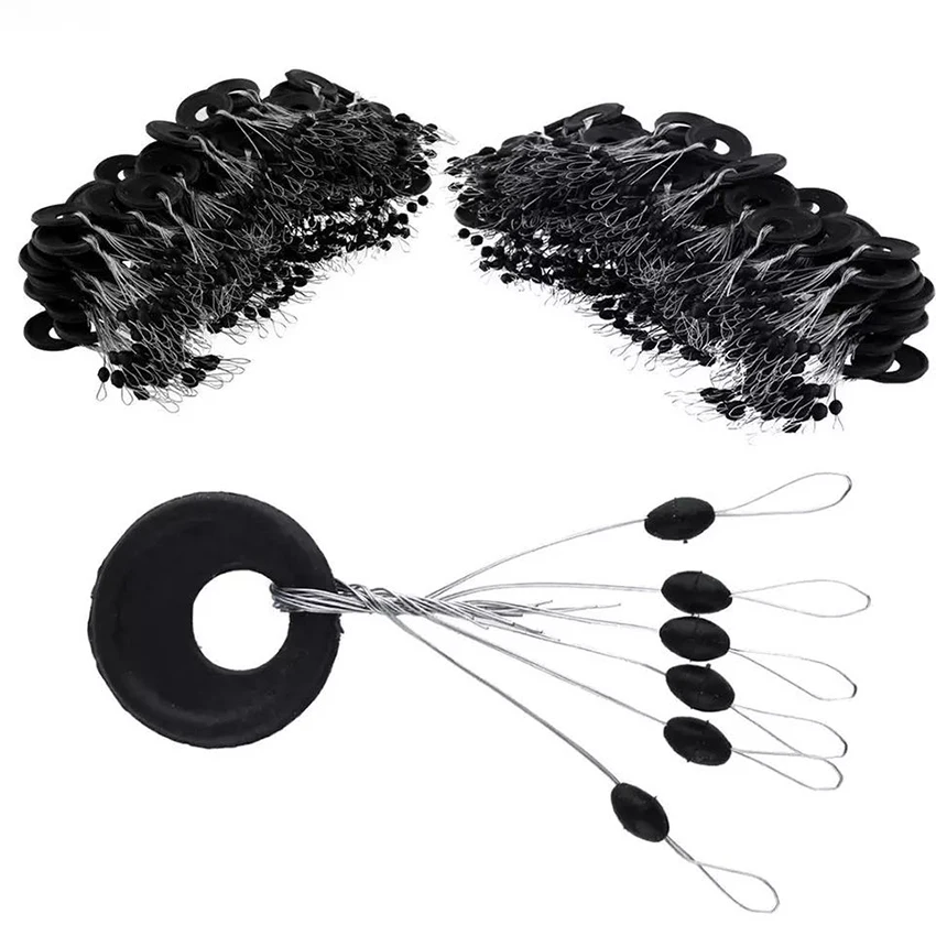 

20 sets (120pcs) Black Rubber Oval Stopper Float Fishing Bobber Float For Sea size S M L Carp Fly Fishing Accessories