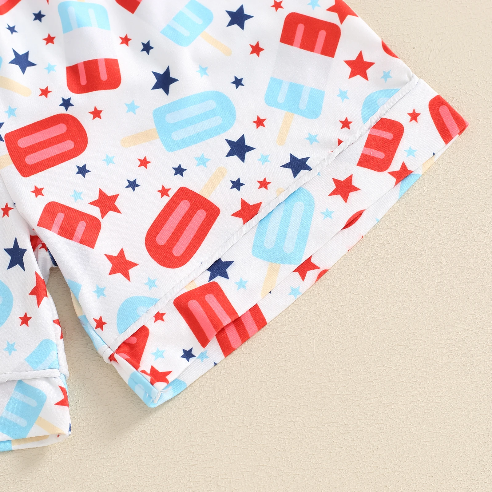 Toddler Boys Girls 4th of July Pajamas Set, Star Print Short Sleeve Button Down Tops Elastic Waist Shorts Summer Lounge Outfit