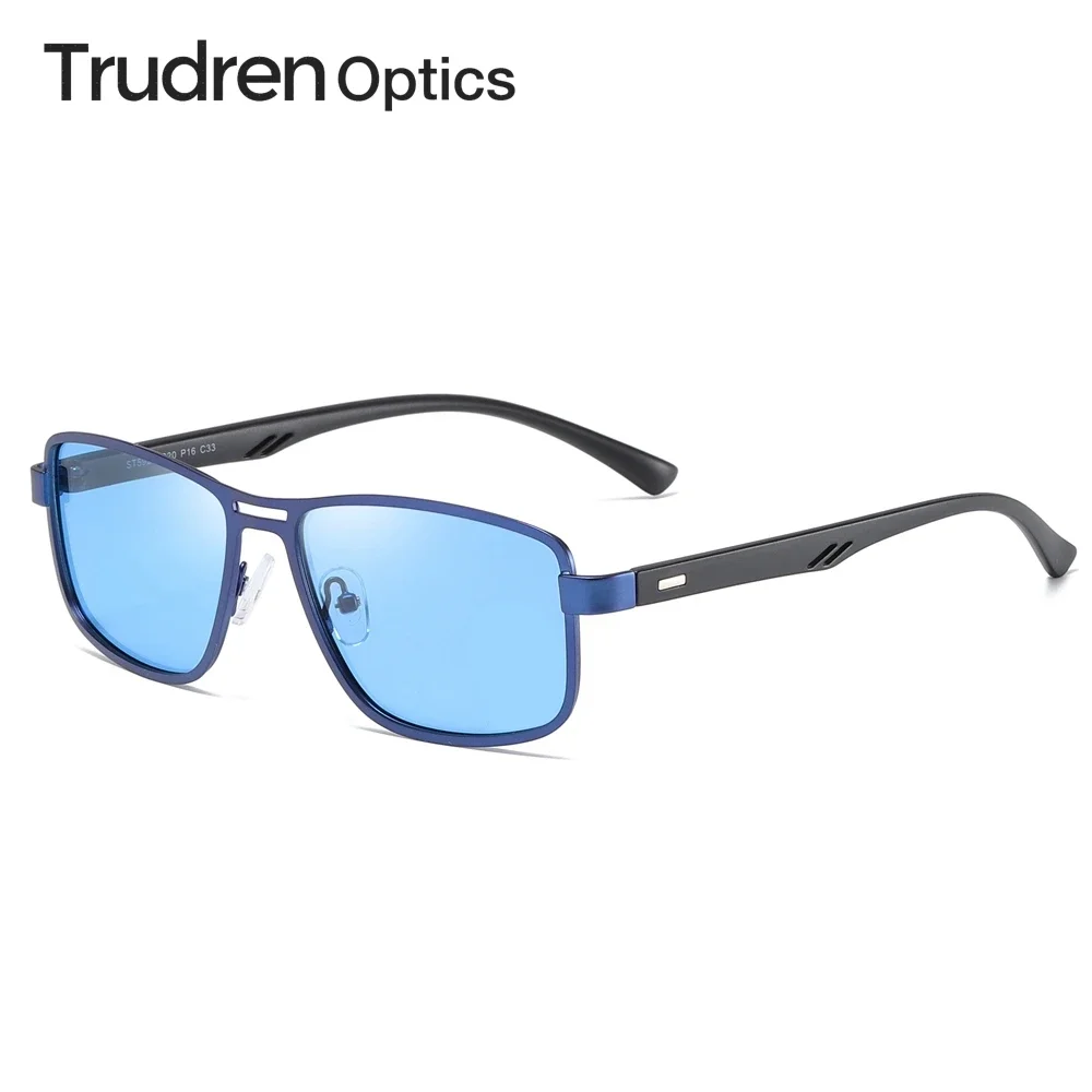

Trudren Mens Casual Rectangle Metal Polarized Sunglasses for Man Rectangular Polarised Sun Glasses with Plastic Temples 3185