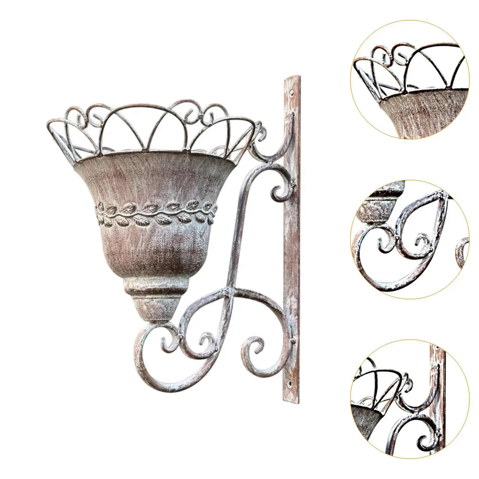 Vintage Wall-Mounted Iron Flower Pot Planter 5