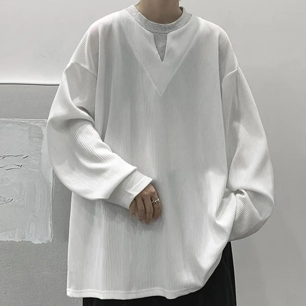 

Patchwork Color Loose Fit Sweatshirt Stylish Men's Patchwork Sweatshirts Loose Fit Motorcycle-inspired High Street for Spring